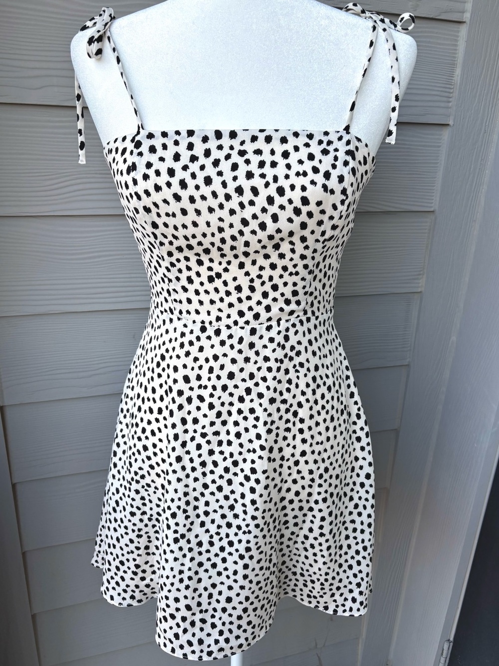 Giani Bini Dalmatian Print Mini Dress Small Black White Tie Strap Dress